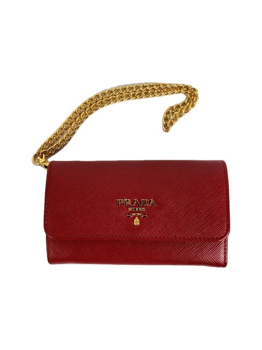 Prada Card Case Wallet Leather Red